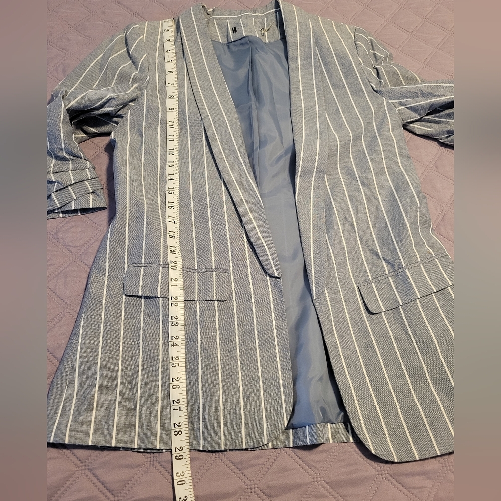 Grey/Blue Striped Blazer L - Picture 5 of 5